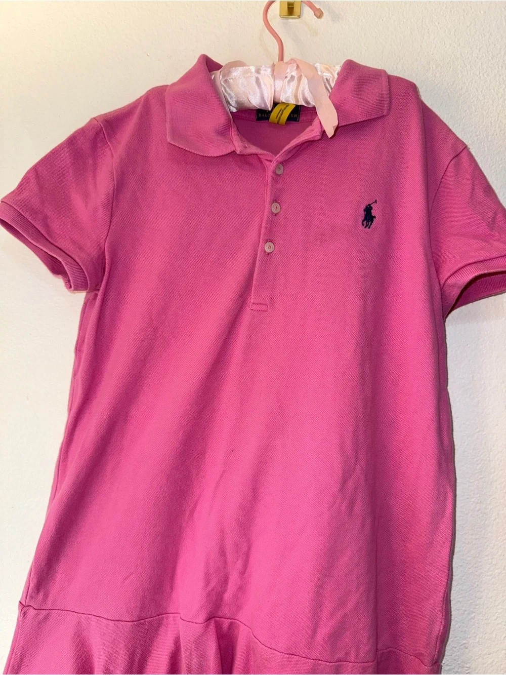 Ralph Lauren Hot Pink Polo Shirt Dress with Embroidered Pony